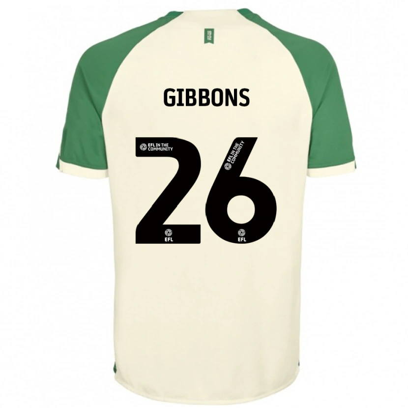Danxen Niño Camiseta James Gibbons #26 Blanco Hueso Verde 2ª Equipación 2025/26 La Camisa
