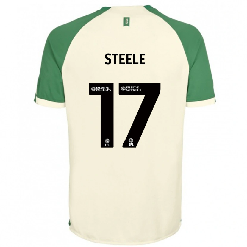 Danxen Niño Camiseta Fran Steele #17 Blanco Hueso Verde 2ª Equipación 2025/26 La Camisa