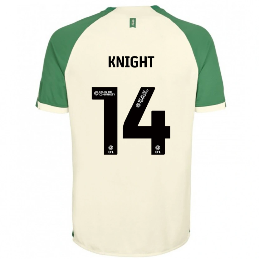 Danxen Niño Camiseta Ben Knight #14 Blanco Hueso Verde 2ª Equipación 2025/26 La Camisa