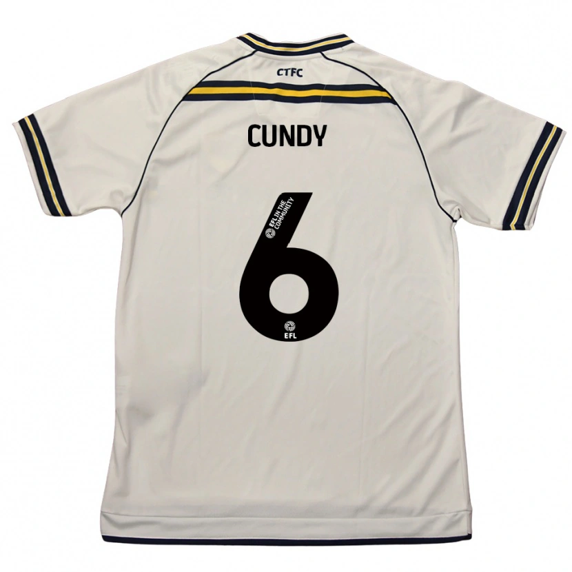Danxen Niño Camiseta Robbie Cundy #6 Blanco Azul Marino 2ª Equipación 2025/26 La Camisa