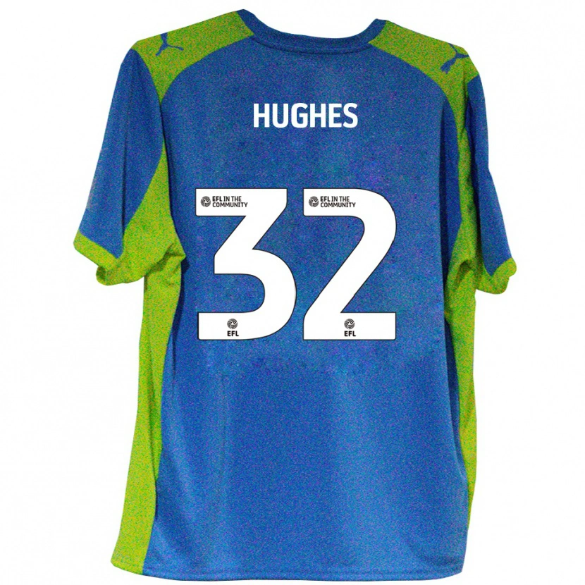 Danxen Niño Camiseta Kayden Hughes #32 Celeste Amarillo 2ª Equipación 2025/26 La Camisa