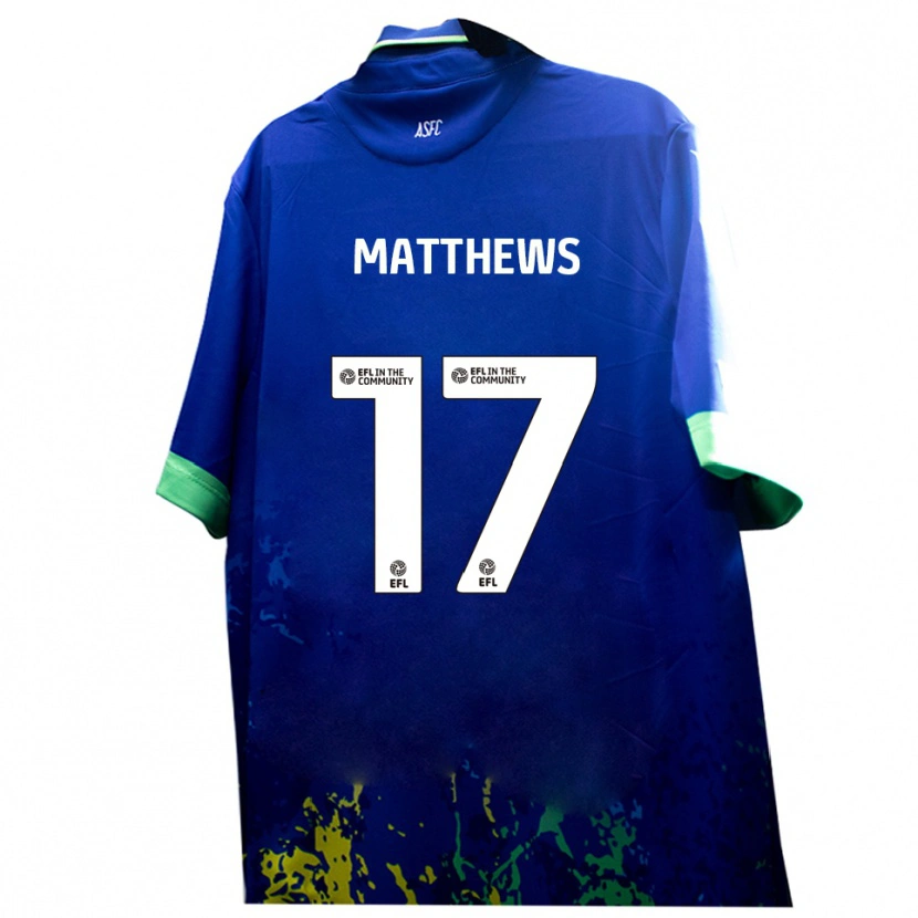 Danxen Niño Camiseta Devon Matthews #17 Azul Amarillo 2ª Equipación 2025/26 La Camisa
