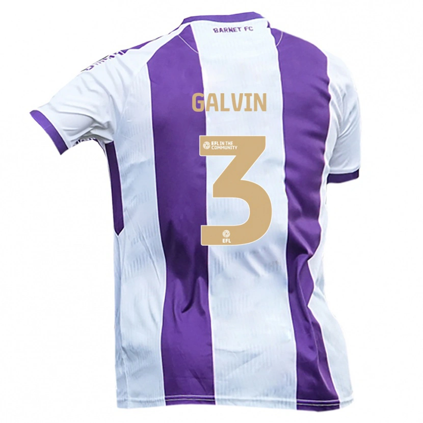 Danxen Niño Camiseta Ryan Galvin #3 Blanco Púrpura 2ª Equipación 2025/26 La Camisa