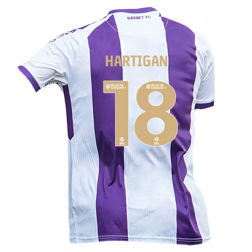 Danxen Niño Camiseta Anthony Hartigan #18 Blanco Púrpura 2ª Equipación 2025/26 La Camisa