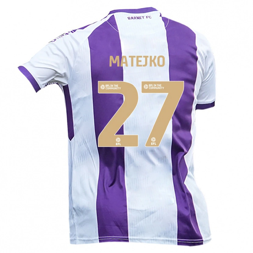 Danxen Niño Camiseta Patrick Matejko #27 Blanco Púrpura 2ª Equipación 2025/26 La Camisa