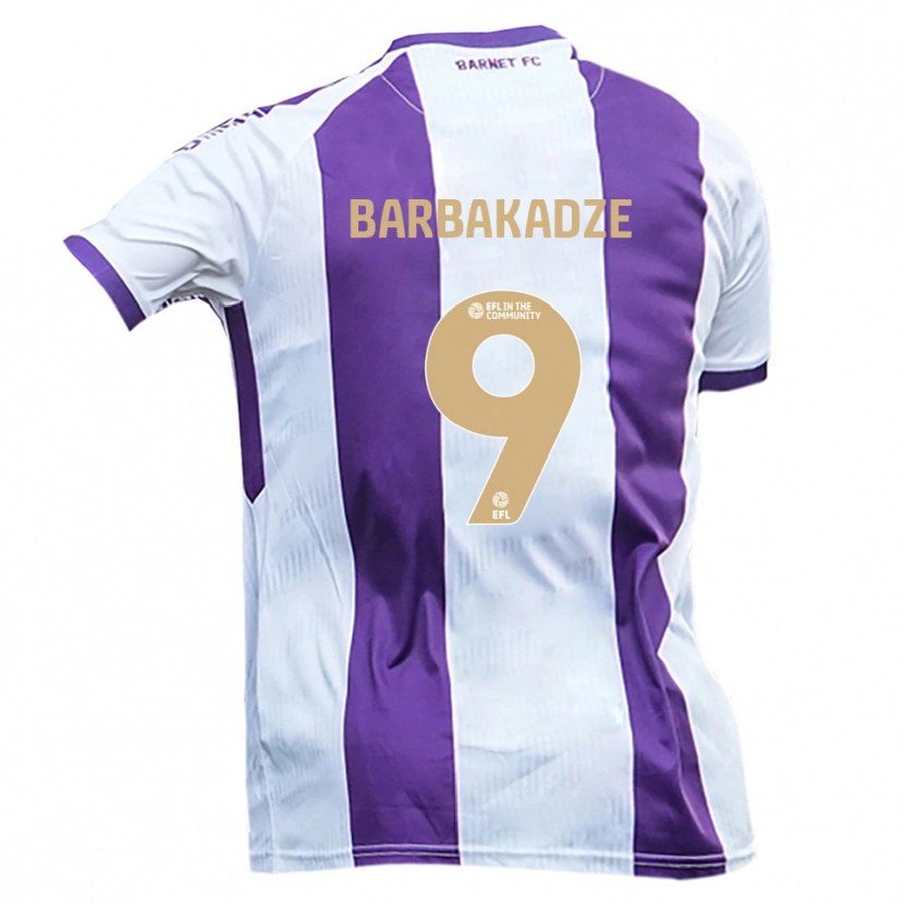 Danxen Niño Camiseta David Barbakadze #9 Blanco Púrpura 2ª Equipación 2025/26 La Camisa