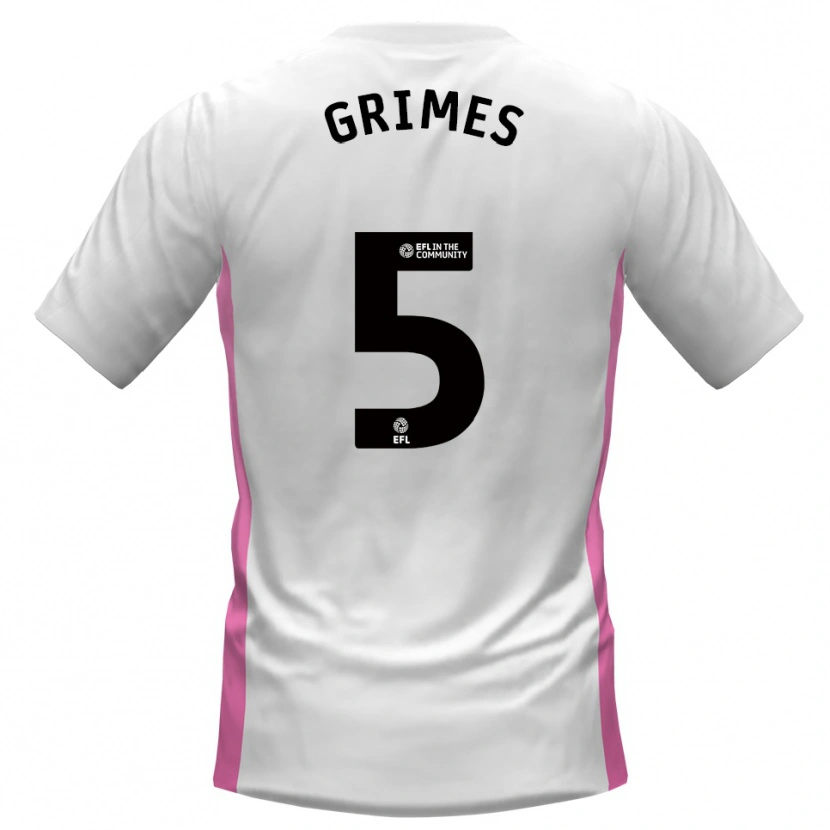 Danxen Niño Camiseta Jamie Grimes #5 Blanco Rojo 2ª Equipación 2025/26 La Camisa