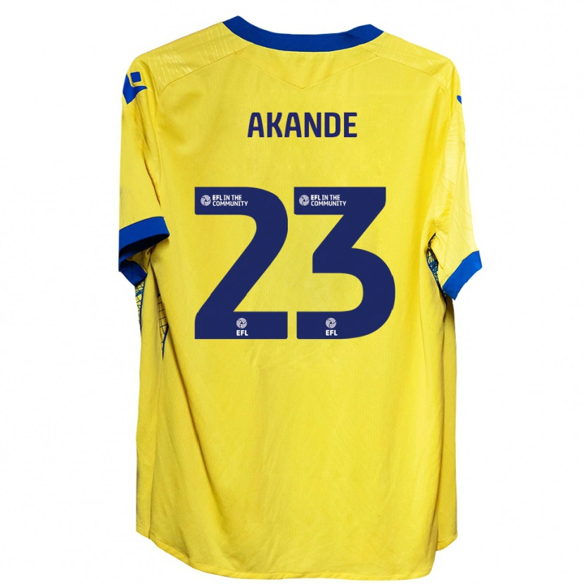 Danxen Niño Camiseta Adrian Akande #23 Amarillo Azul 2ª Equipación 2025/26 La Camisa
