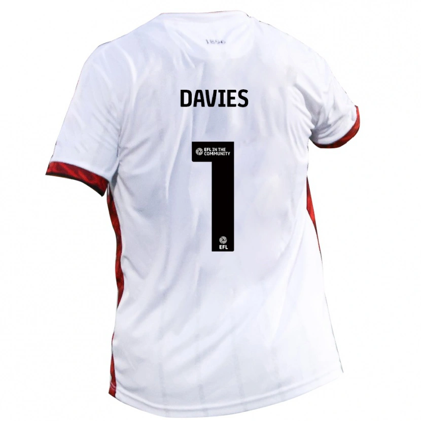 Danxen Niño Camiseta Harvey Davies #1 Blanco Rojo Negro 2ª Equipación 2025/26 La Camisa
