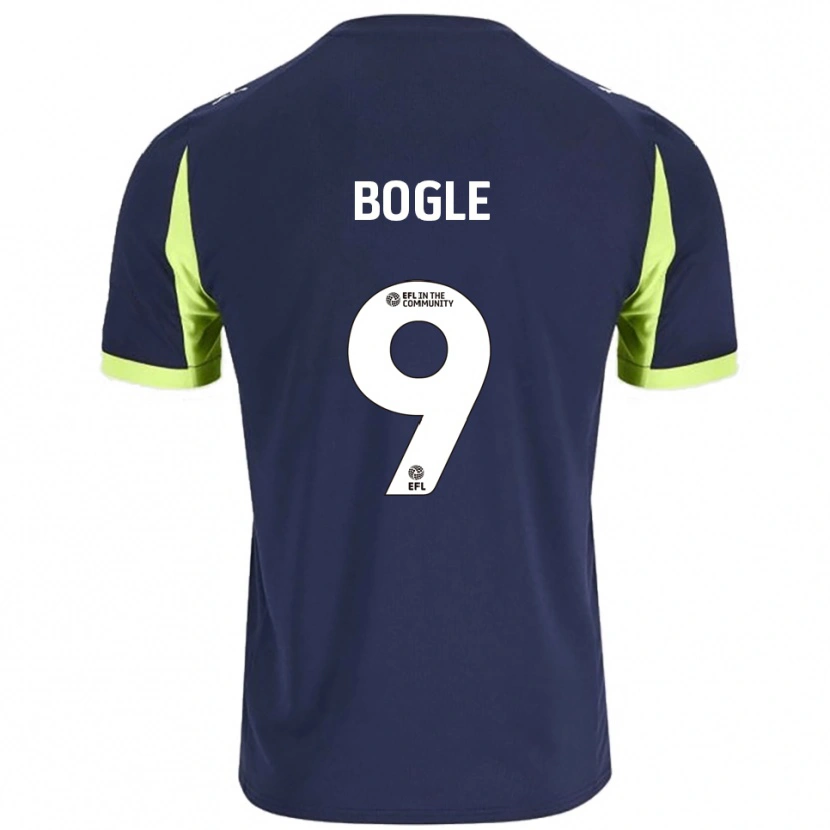 Danxen Niño Camiseta Omar Bogle #9 Azul Marino Verde Fluorescente 2ª Equipación 2025/26 La Camisa