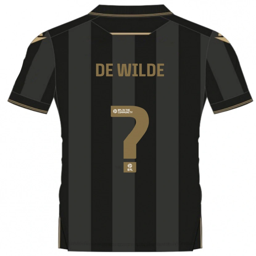 Danxen Niño Camiseta William De Wilde #0 Negro Dorado 2ª Equipación 2025/26 La Camisa