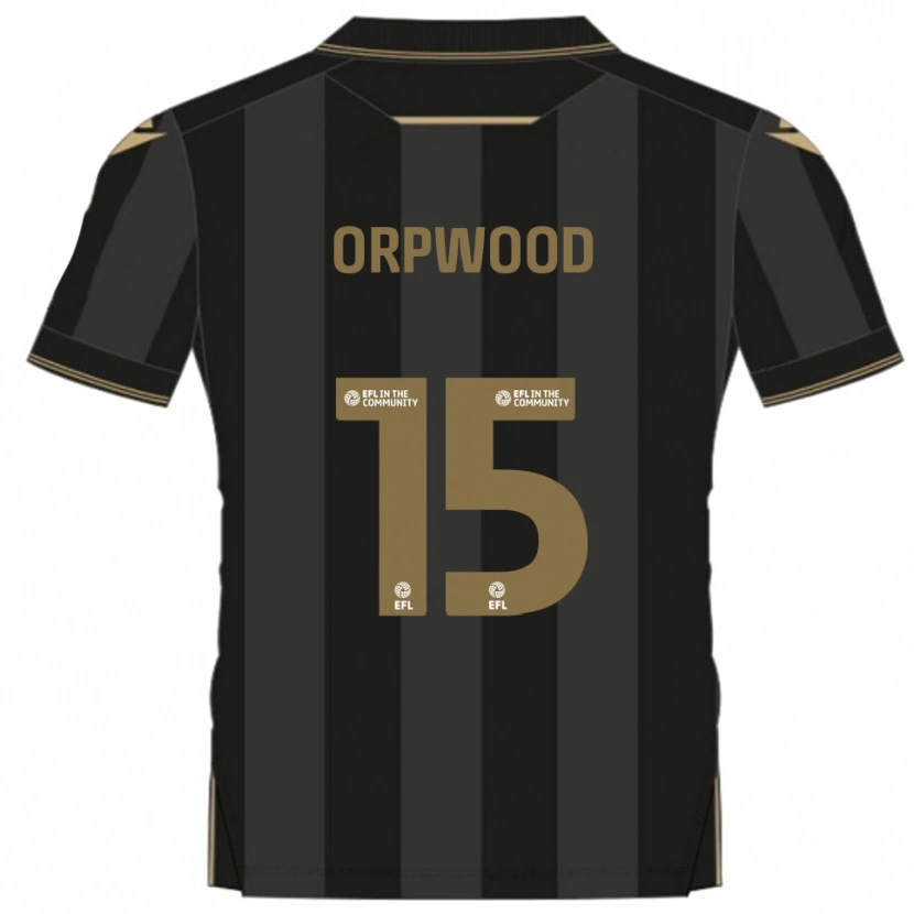 Danxen Niño Camiseta Jo Orpwood #15 Negro Dorado 2ª Equipación 2025/26 La Camisa