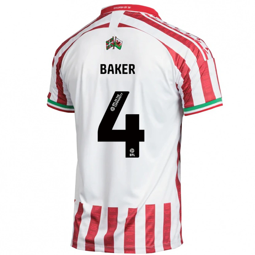 Danxen Niño Camiseta Matthew Baker #4 Rojo Blanco 2ª Equipación 2025/26 La Camisa