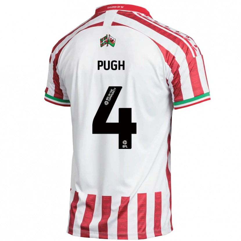 Danxen Niño Camiseta Harri Pugh #4 Rojo Blanco 2ª Equipación 2025/26 La Camisa