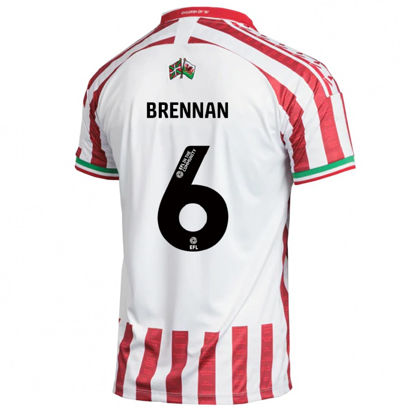 Danxen Niño Camiseta Ciaran Brennan #6 Rojo Blanco 2ª Equipación 2025/26 La Camisa