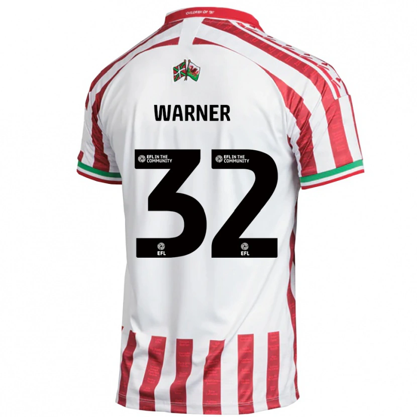 Danxen Niño Camiseta Jaden Warner #32 Rojo Blanco 2ª Equipación 2025/26 La Camisa