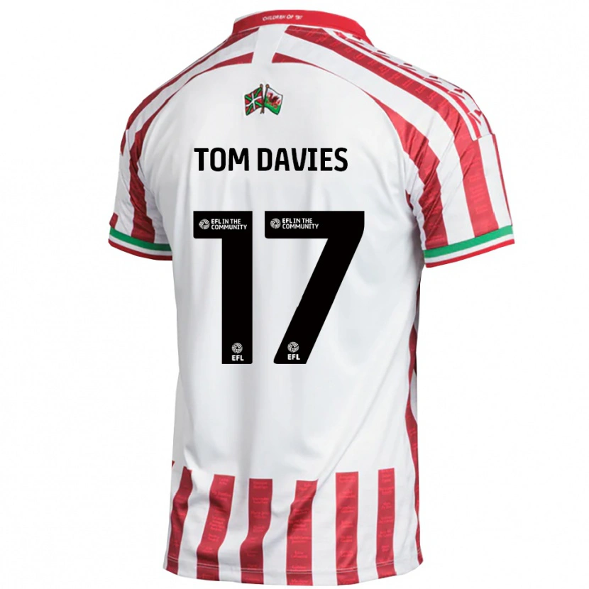 Danxen Niño Camiseta Tom Davies #17 Rojo Blanco 2ª Equipación 2025/26 La Camisa
