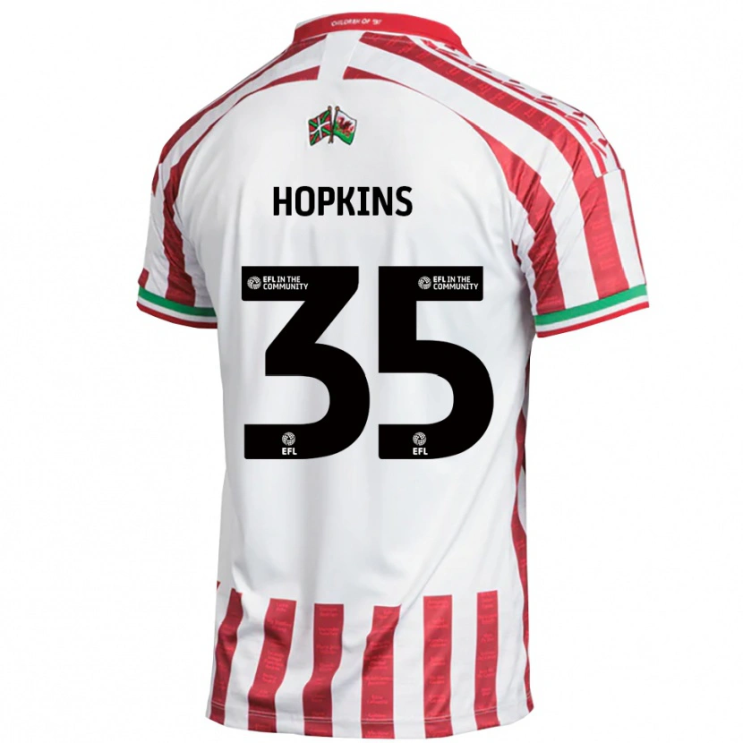 Danxen Niño Camiseta Bailey Hopkins #35 Rojo Blanco 2ª Equipación 2025/26 La Camisa