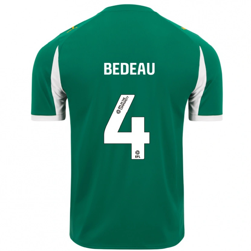 Danxen Niño Camiseta Jacob Bedeau #4 Verde Blanco 2ª Equipación 2025/26 La Camisa