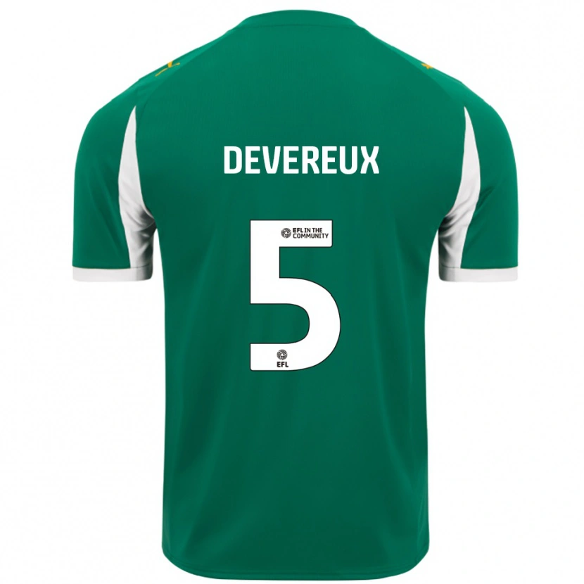 Danxen Niño Camiseta Frankie Devereux #5 Verde Blanco 2ª Equipación 2025/26 La Camisa