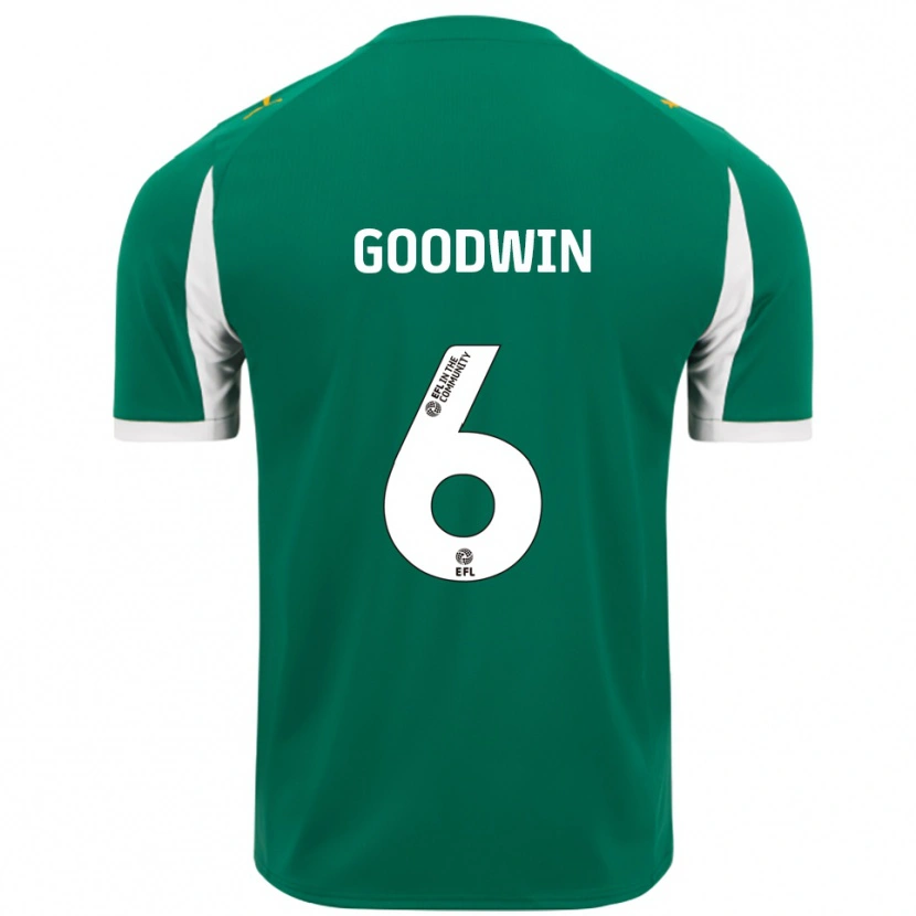 Danxen Niño Camiseta Alfie Goodwin #6 Verde Blanco 2ª Equipación 2025/26 La Camisa