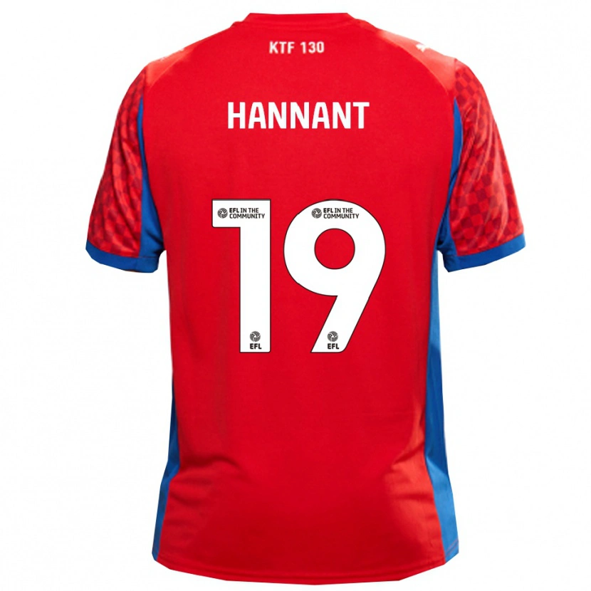 Danxen Niño Camiseta Luke Hannant #19 Rojo Azul 2ª Equipación 2025/26 La Camisa