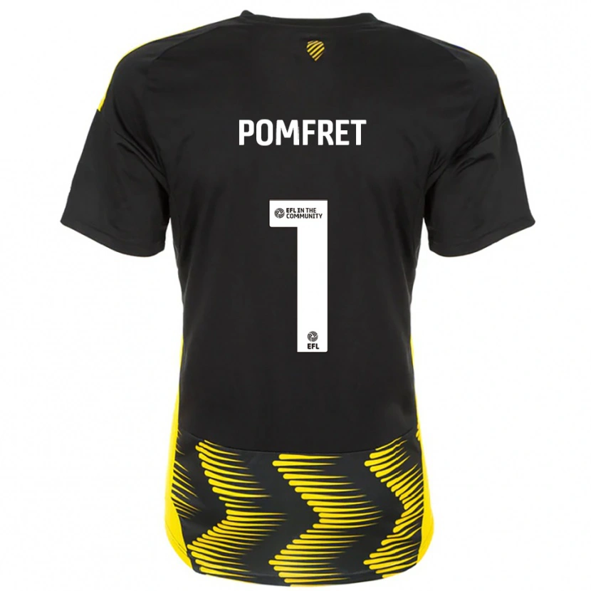 Danxen Niño Camiseta Grace Pomfret #1 Negro Amarillo 2ª Equipación 2025/26 La Camisa