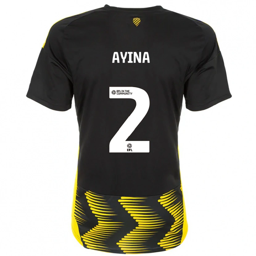 Danxen Niño Camiseta Loick Ayina #2 Negro Amarillo 2ª Equipación 2025/26 La Camisa