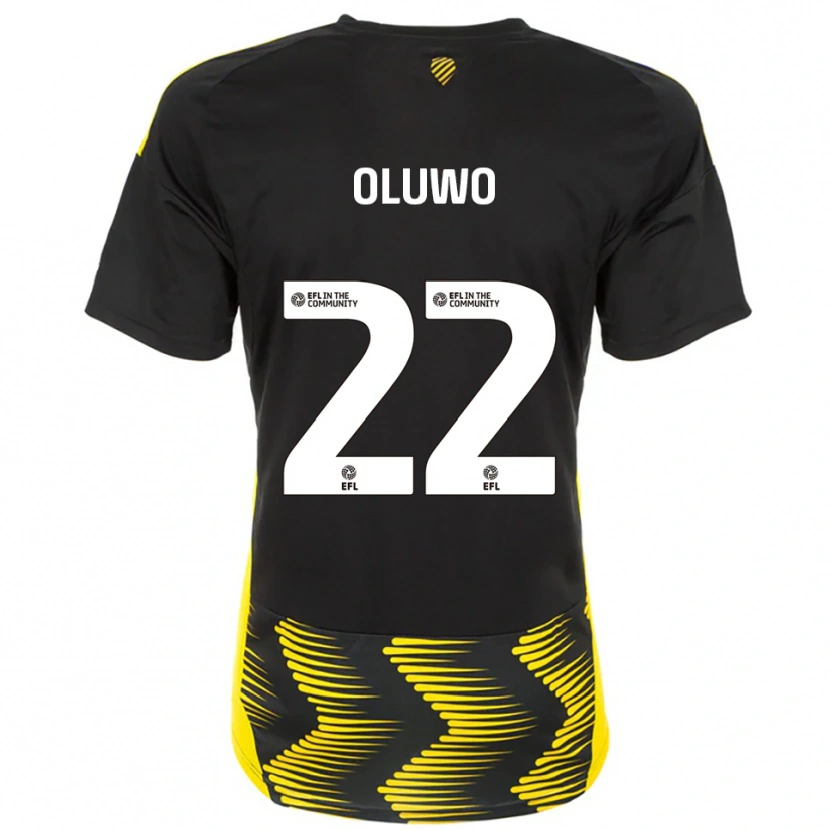 Danxen Niño Camiseta Adebola Oluwo #22 Negro Amarillo 2ª Equipación 2025/26 La Camisa