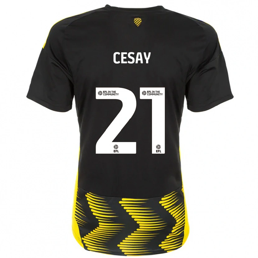 Danxen Niño Camiseta Kallum Cesay #21 Negro Amarillo 2ª Equipación 2025/26 La Camisa