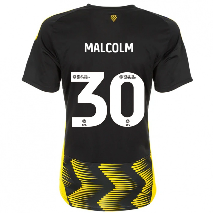 Danxen Niño Camiseta Kyrell Malcolm #30 Negro Amarillo 2ª Equipación 2025/26 La Camisa