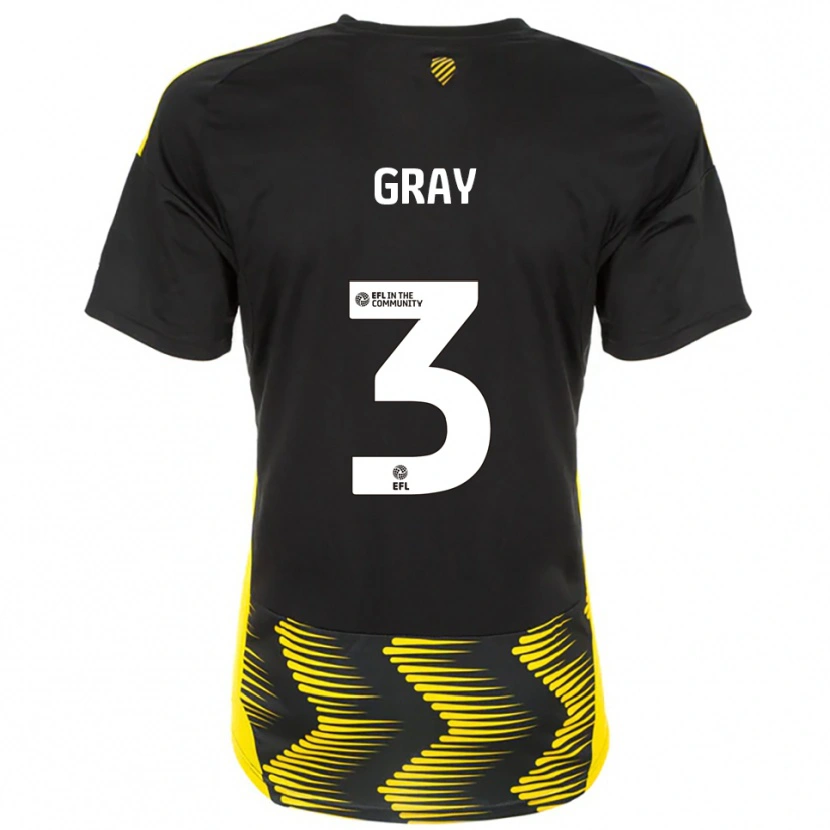 Danxen Niño Camiseta Rebecca Gray #3 Negro Amarillo 2ª Equipación 2025/26 La Camisa