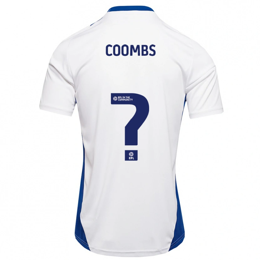 Danxen Niño Camiseta Adam Coombs #0 Blanco Azul 2ª Equipación 2025/26 La Camisa