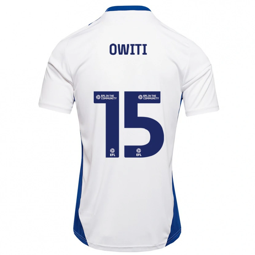 Danxen Niño Camiseta Joseph Owiti #15 Blanco Azul 2ª Equipación 2025/26 La Camisa