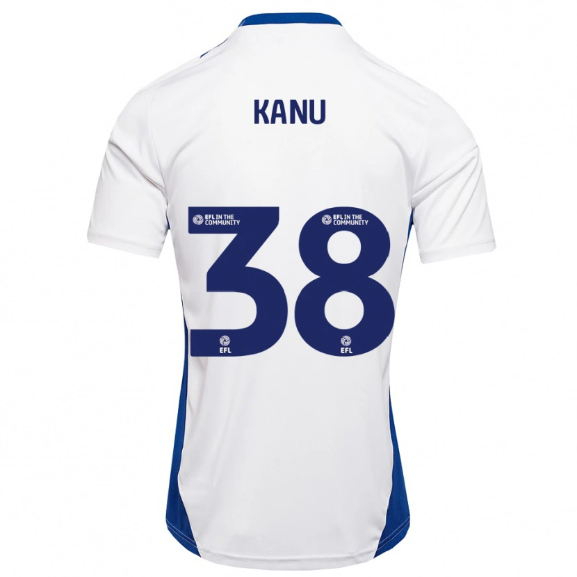 Danxen Niño Camiseta Abu Kanu #38 Blanco Azul 2ª Equipación 2025/26 La Camisa