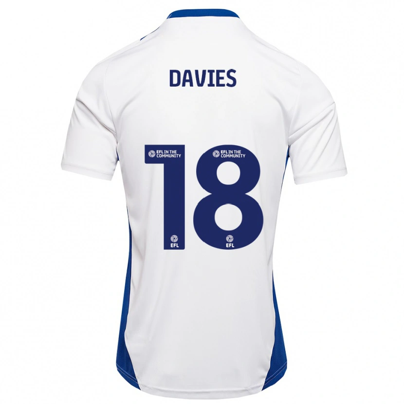 Danxen Niño Camiseta Libby Davies #18 Blanco Azul 2ª Equipación 2025/26 La Camisa