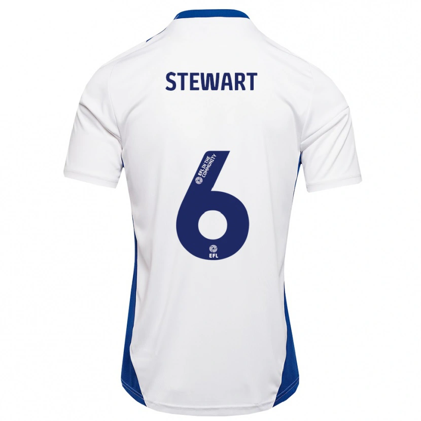 Danxen Niño Camiseta Alistair Stewart #6 Blanco Azul 2ª Equipación 2025/26 La Camisa