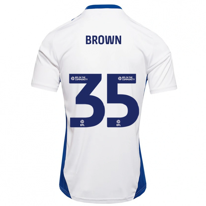 Danxen Niño Camiseta Jaxon Brown #35 Blanco Azul 2ª Equipación 2025/26 La Camisa