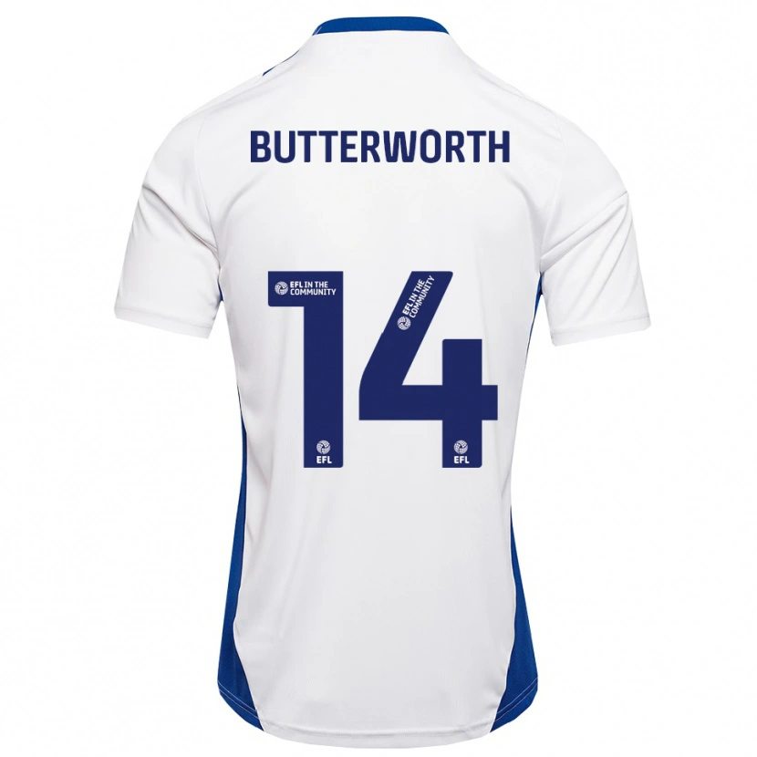 Danxen Niño Camiseta Daniel Butterworth #14 Blanco Azul 2ª Equipación 2025/26 La Camisa