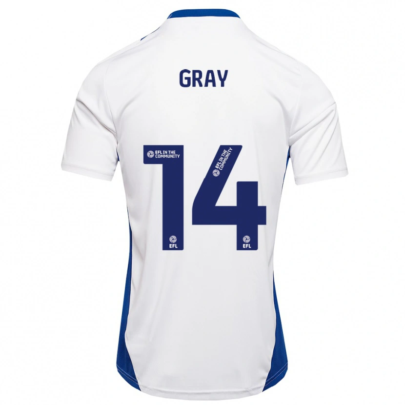 Danxen Niño Camiseta Harry Gray #14 Blanco Azul 2ª Equipación 2025/26 La Camisa