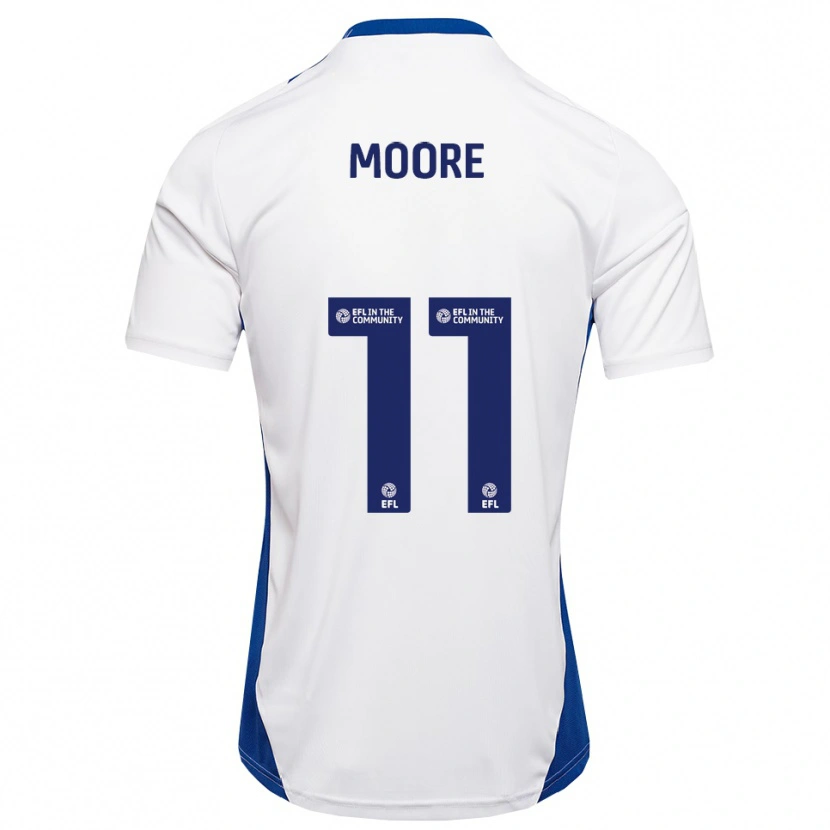 Danxen Niño Camiseta Thomas Moore #11 Blanco Azul 2ª Equipación 2025/26 La Camisa
