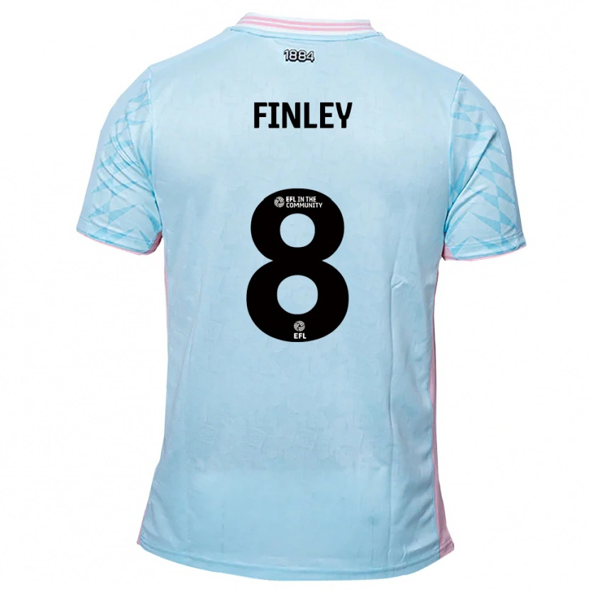 Danxen Niño Camiseta Sam Finley #8 Celeste Rosa 2ª Equipación 2025/26 La Camisa