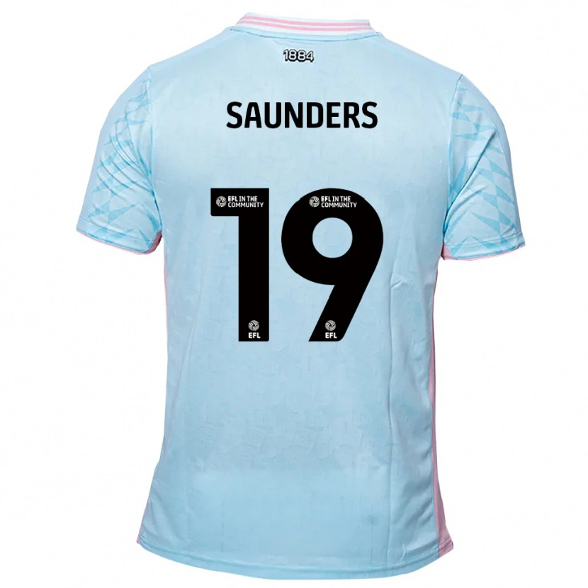 Danxen Niño Camiseta Harvey Saunders #19 Celeste Rosa 2ª Equipación 2025/26 La Camisa