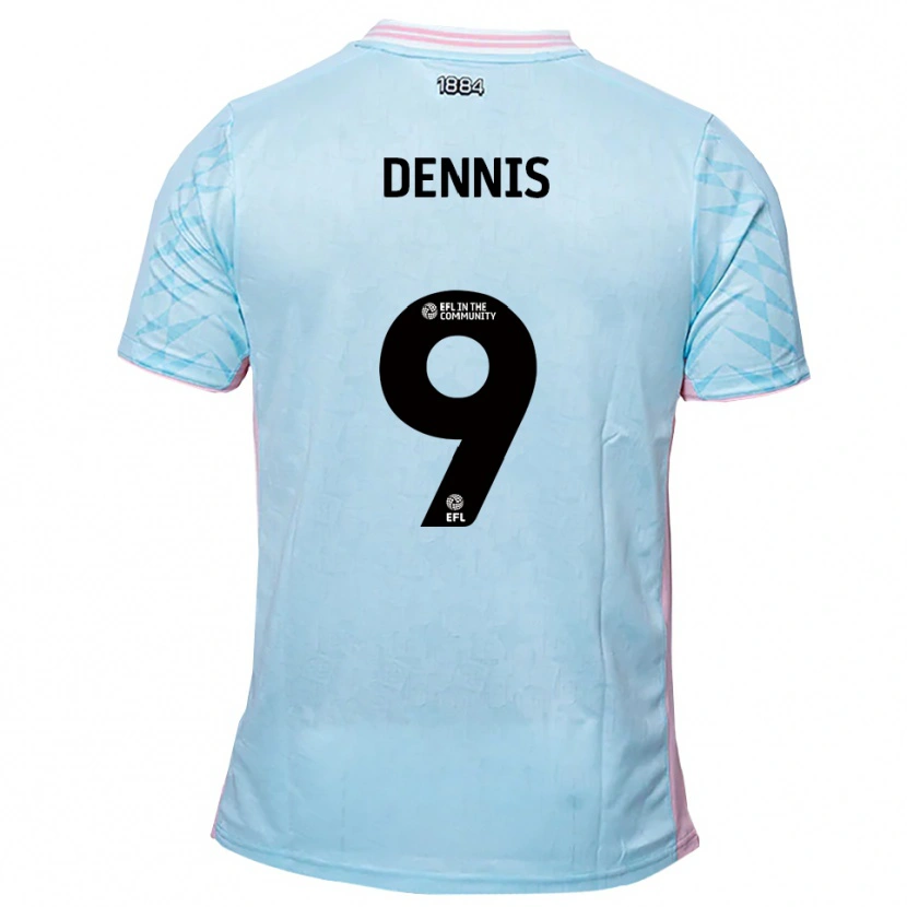 Danxen Niño Camiseta Kristian Dennis #9 Celeste Rosa 2ª Equipación 2025/26 La Camisa