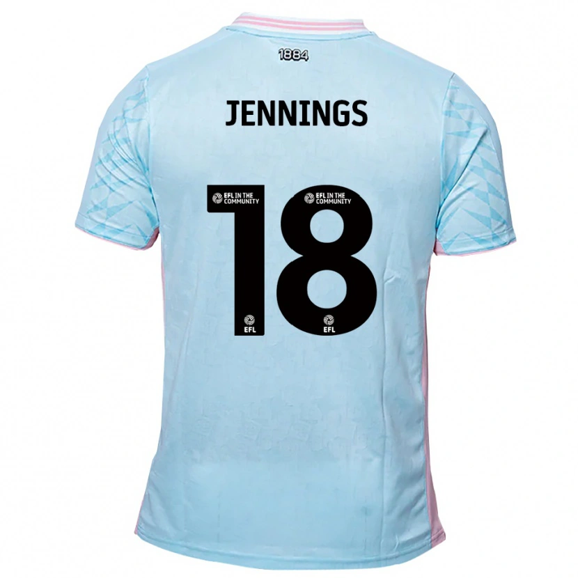 Danxen Niño Camiseta Connor Jennings #18 Celeste Rosa 2ª Equipación 2025/26 La Camisa