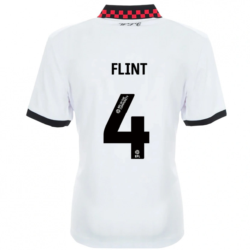 Danxen Niño Camiseta Aden Flint #4 Blanco Negro 2ª Equipación 2025/26 La Camisa