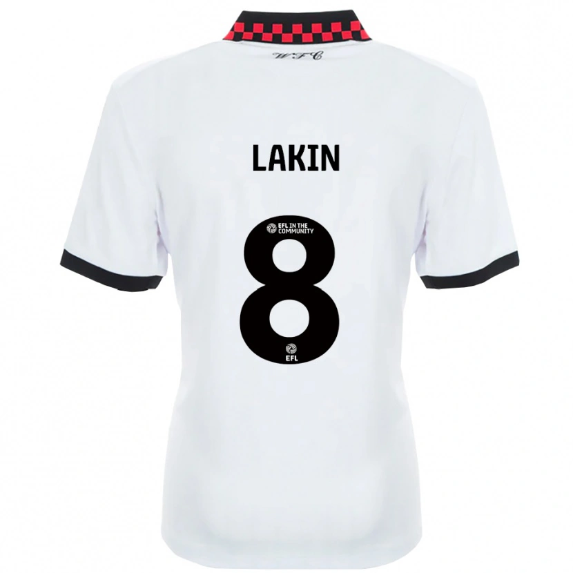 Danxen Niño Camiseta Charlie Lakin #8 Blanco Negro 2ª Equipación 2025/26 La Camisa