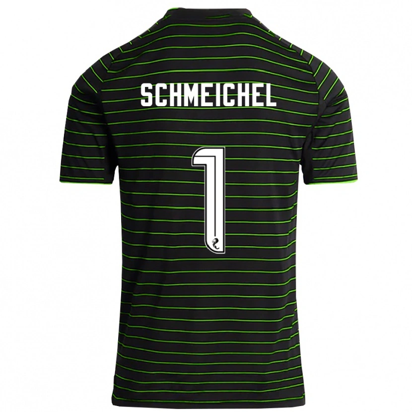 Danxen Niño Camiseta Kasper Schmeichel #1 Negro Verde 2ª Equipación 2025/26 La Camisa