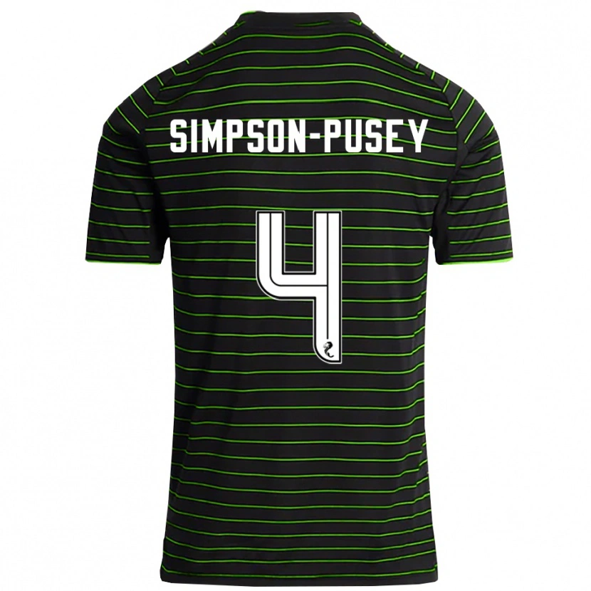 Danxen Niño Camiseta Jahmai Simpson-Pusey #4 Negro Verde 2ª Equipación 2025/26 La Camisa