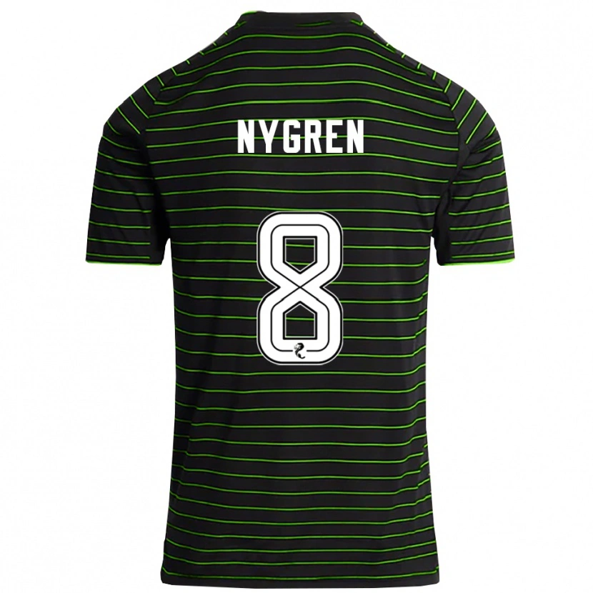 Danxen Niño Camiseta Benjamin Nygren #8 Negro Verde 2ª Equipación 2025/26 La Camisa